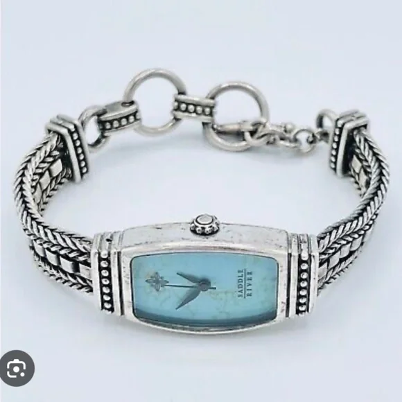 New Saddle Creek Turquoise Watch SADDLE RIVER Ladies Sterling Silver Turquoise Color Toggle  main image 4